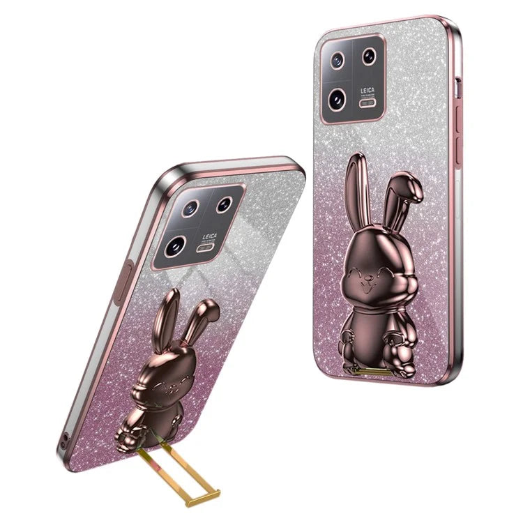 For Xiaomi 13 Cell Phone Case Fashion Glitter Pull-out Kickstand Anti-shock PC+TPU Cover