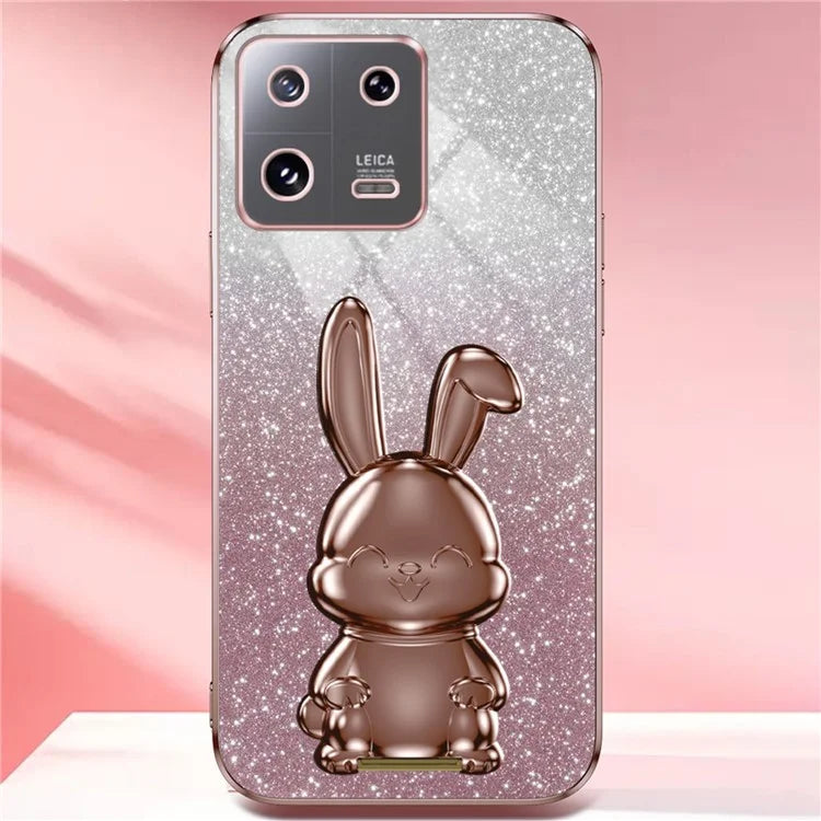 For Xiaomi 13 Cell Phone Case Fashion Glitter Pull-out Kickstand Anti-shock PC+TPU Cover