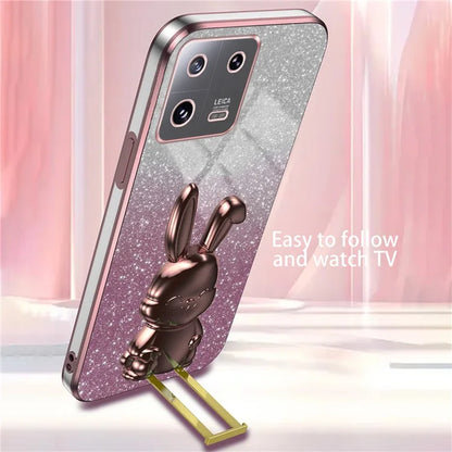 For Xiaomi 13 Cell Phone Case Fashion Glitter Pull-out Kickstand Anti-shock PC+TPU Cover