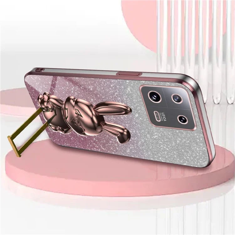 For Xiaomi 13 Cell Phone Case Fashion Glitter Pull-out Kickstand Anti-shock PC+TPU Cover