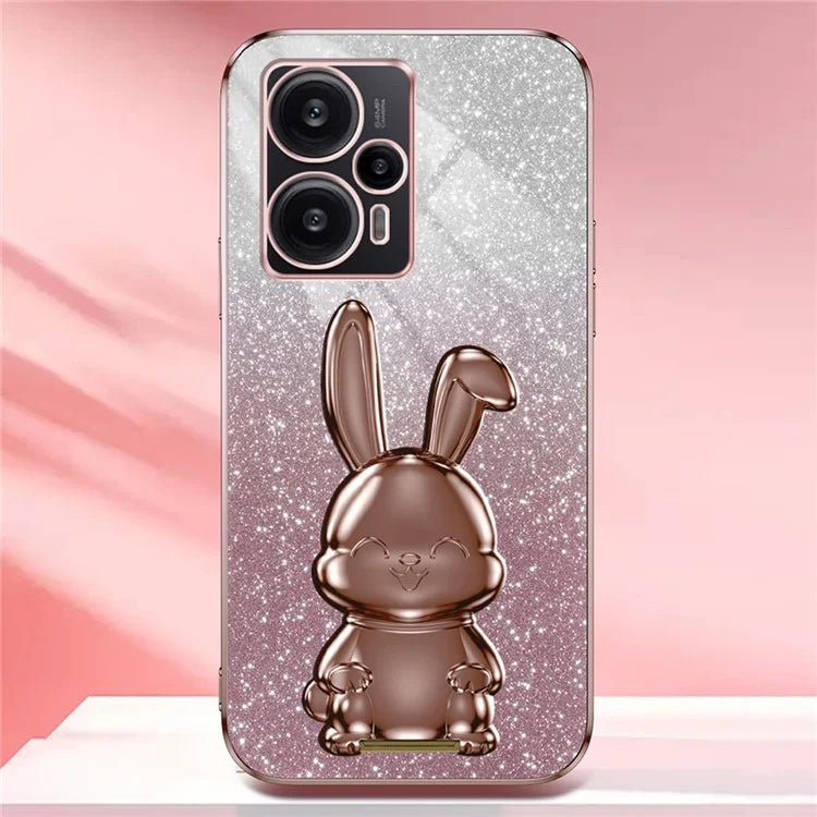 For Xiaomi Redmi Note 12 Turbo / Poco F5 5G PC+TPU Lovely Rabbit Cell Phone Kickstand Case