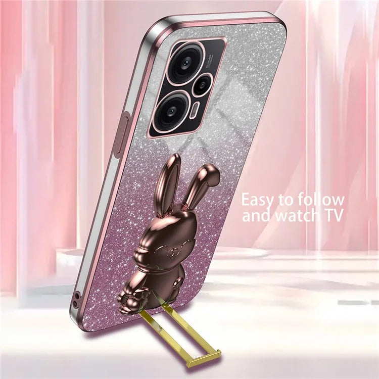 For Xiaomi Redmi Note 12 Turbo / Poco F5 5G PC+TPU Lovely Rabbit Cell Phone Kickstand Case