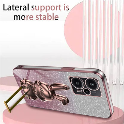 For Xiaomi Redmi Note 12 Turbo / Poco F5 5G PC+TPU Lovely Rabbit Cell Phone Kickstand Case