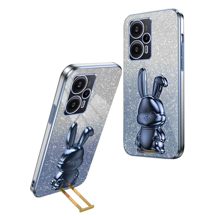 For Xiaomi Redmi Note 12 Turbo / Poco F5 5G PC+TPU Lovely Rabbit Cell Phone Kickstand Case