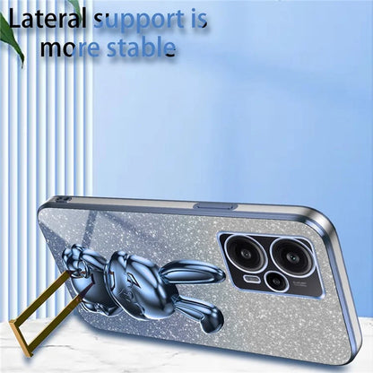 For Xiaomi Redmi Note 12 Turbo / Poco F5 5G PC+TPU Lovely Rabbit Cell Phone Kickstand Case