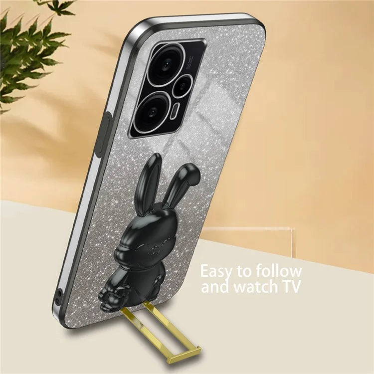 For Xiaomi Redmi Note 12 Turbo / Poco F5 5G PC+TPU Lovely Rabbit Cell Phone Kickstand Case