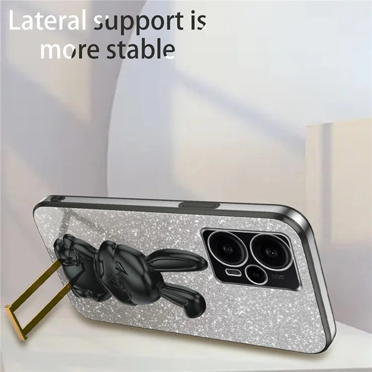 For Xiaomi Redmi Note 12 Turbo / Poco F5 5G PC+TPU Lovely Rabbit Cell Phone Kickstand Case