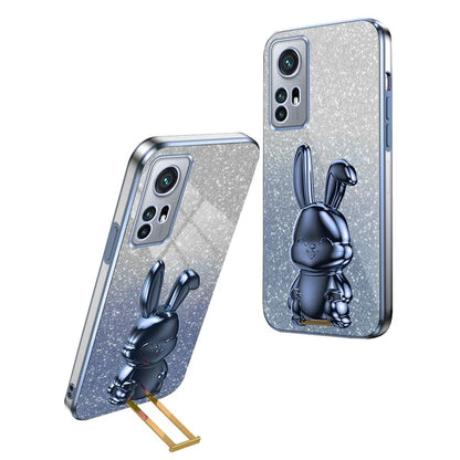 For Xiaomi 12 5G / 12X 5G / 12S 5G PC+TPU Back Shell Lovely Rabbit Cell Phone Kickstand Case