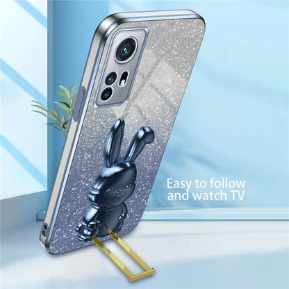For Xiaomi 12 5G / 12X 5G / 12S 5G PC+TPU Back Shell Lovely Rabbit Cell Phone Kickstand Case