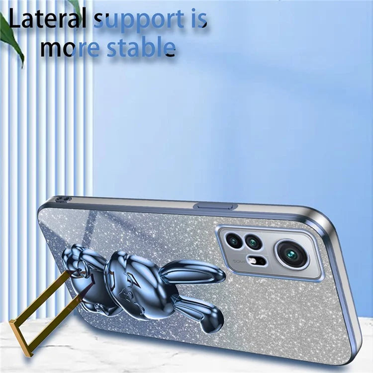 For Xiaomi 12 5G / 12X 5G / 12S 5G PC+TPU Back Shell Lovely Rabbit Cell Phone Kickstand Case