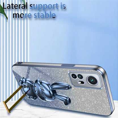 For Xiaomi 12 5G / 12X 5G / 12S 5G PC+TPU Back Shell Lovely Rabbit Cell Phone Kickstand Case