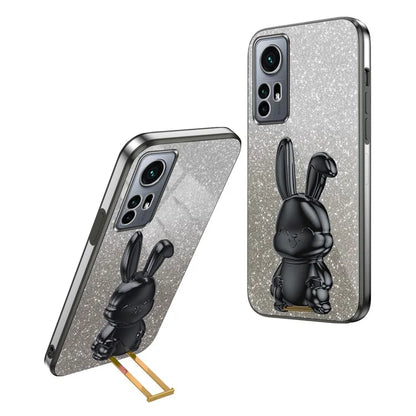 For Xiaomi 12 5G / 12X 5G / 12S 5G PC+TPU Back Shell Lovely Rabbit Cell Phone Kickstand Case