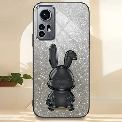 For Xiaomi 12 5G / 12X 5G / 12S 5G PC+TPU Back Shell Lovely Rabbit Cell Phone Kickstand Case