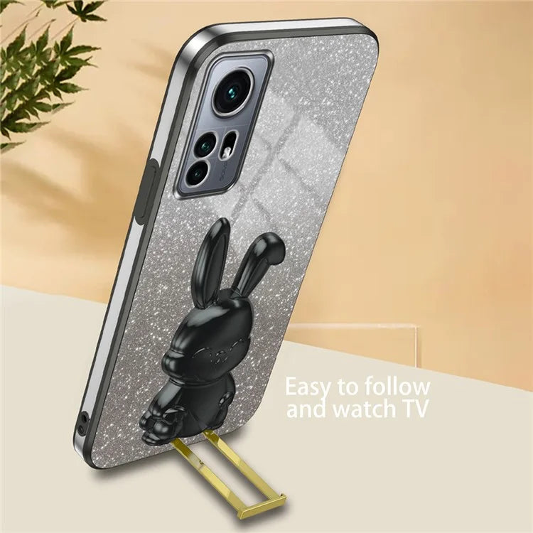 For Xiaomi 12 5G / 12X 5G / 12S 5G PC+TPU Back Shell Lovely Rabbit Cell Phone Kickstand Case