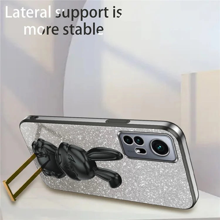 For Xiaomi 12 5G / 12X 5G / 12S 5G PC+TPU Back Shell Lovely Rabbit Cell Phone Kickstand Case