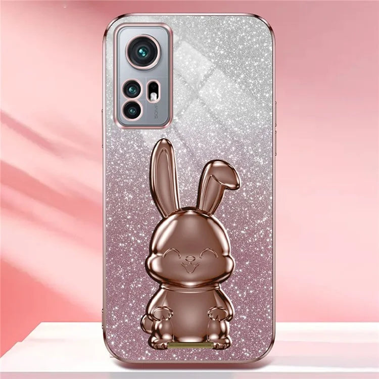 For Xiaomi 12 5G / 12X 5G / 12S 5G PC+TPU Back Shell Lovely Rabbit Cell Phone Kickstand Case