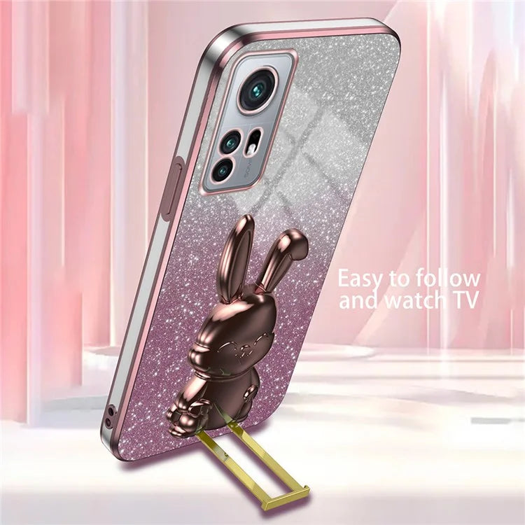 For Xiaomi 12 5G / 12X 5G / 12S 5G PC+TPU Back Shell Lovely Rabbit Cell Phone Kickstand Case