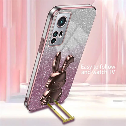 For Xiaomi 12 5G / 12X 5G / 12S 5G PC+TPU Back Shell Lovely Rabbit Cell Phone Kickstand Case
