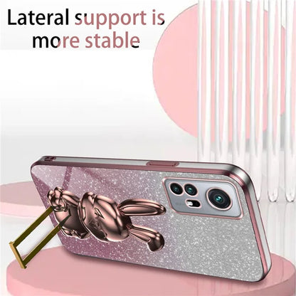 For Xiaomi 12 5G / 12X 5G / 12S 5G PC+TPU Back Shell Lovely Rabbit Cell Phone Kickstand Case