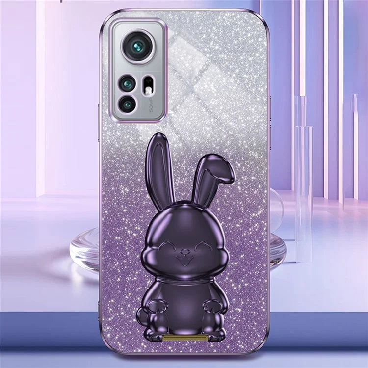 For Xiaomi 12 5G / 12X 5G / 12S 5G PC+TPU Back Shell Lovely Rabbit Cell Phone Kickstand Case