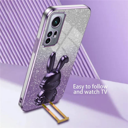 For Xiaomi 12 5G / 12X 5G / 12S 5G PC+TPU Back Shell Lovely Rabbit Cell Phone Kickstand Case