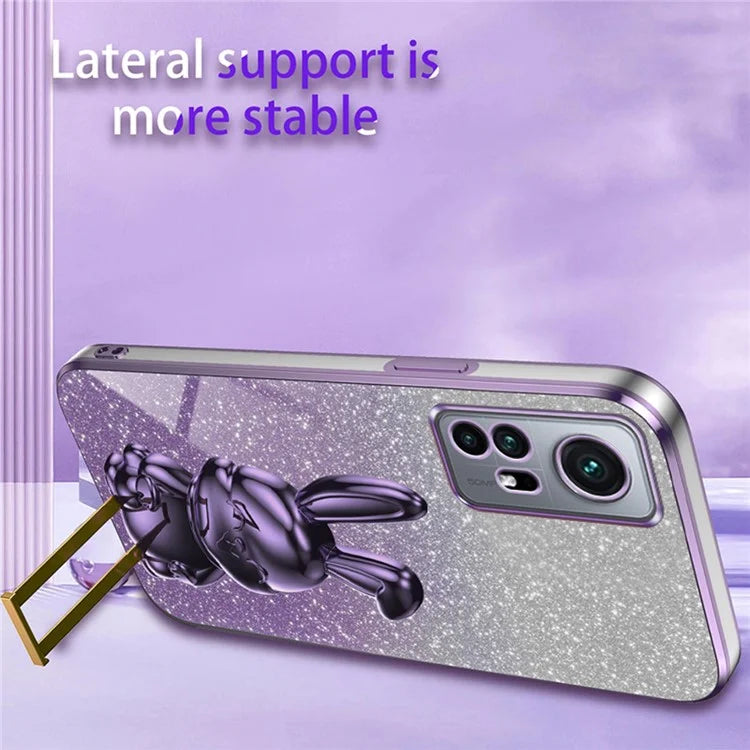 For Xiaomi 12 5G / 12X 5G / 12S 5G PC+TPU Back Shell Lovely Rabbit Cell Phone Kickstand Case