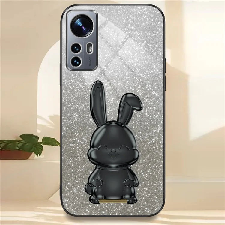 For Xiaomi 12 Lite 5G Anti-fall PC+TPU Lovely Rabbit Cell Phone Pull-out Kickstand Case