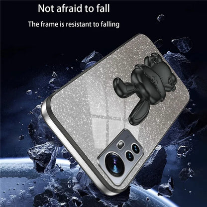 For Xiaomi 12 Lite 5G Anti-fall PC+TPU Lovely Rabbit Cell Phone Pull-out Kickstand Case