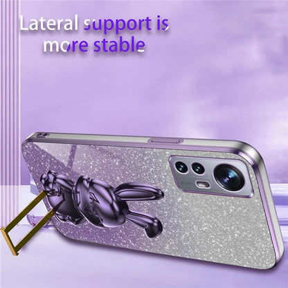 For Xiaomi 12 Lite 5G Anti-fall PC+TPU Lovely Rabbit Cell Phone Pull-out Kickstand Case