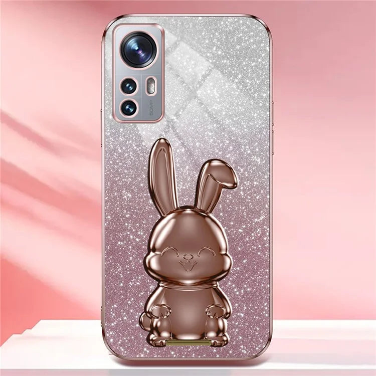 For Xiaomi 12 Lite 5G Anti-fall PC+TPU Lovely Rabbit Cell Phone Pull-out Kickstand Case