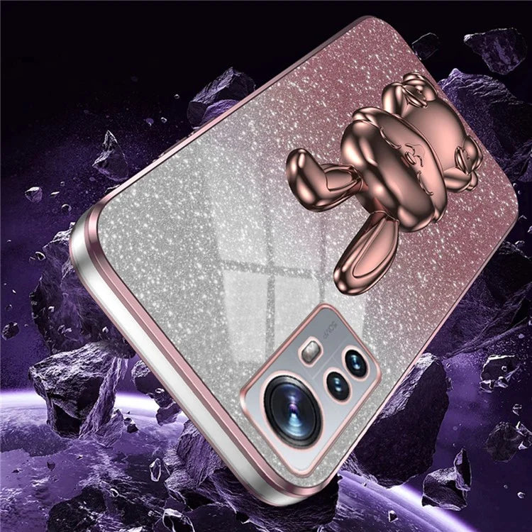 For Xiaomi 12 Lite 5G Anti-fall PC+TPU Lovely Rabbit Cell Phone Pull-out Kickstand Case