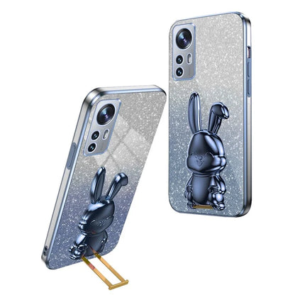 For Xiaomi 12 Lite 5G Anti-fall PC+TPU Lovely Rabbit Cell Phone Pull-out Kickstand Case