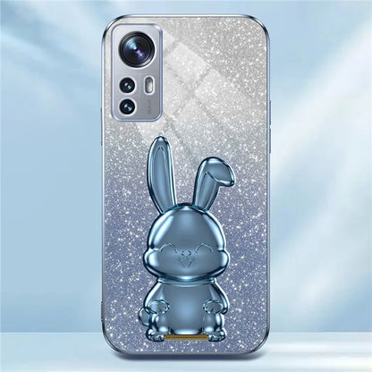 For Xiaomi 12 Lite 5G Anti-fall PC+TPU Lovely Rabbit Cell Phone Pull-out Kickstand Case