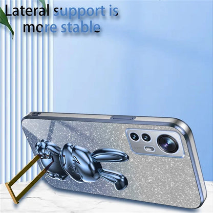 For Xiaomi 12 Lite 5G Anti-fall PC+TPU Lovely Rabbit Cell Phone Pull-out Kickstand Case