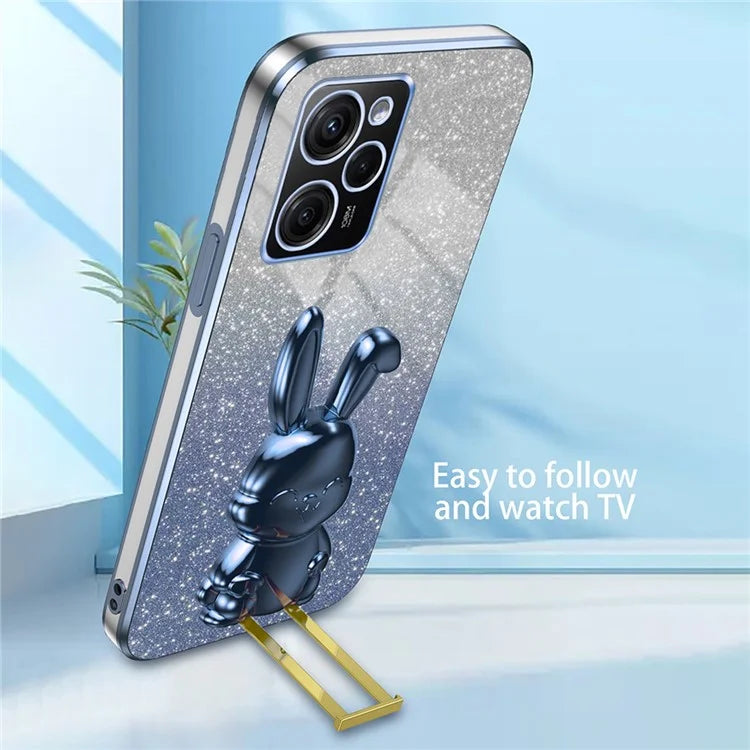 For Xiaomi Redmi Note 12 Pro Speed 5G / Poco X5 Pro 5G Cell Phone Case Glitter Pull-out Kickstand PC+TPU Cover