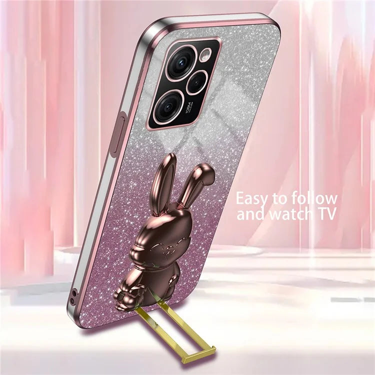 For Xiaomi Redmi Note 12 Pro Speed 5G / Poco X5 Pro 5G Cell Phone Case Glitter Pull-out Kickstand PC+TPU Cover