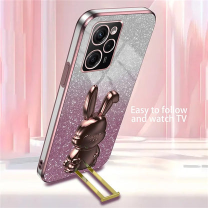 For Xiaomi Redmi Note 12 Pro Speed 5G / Poco X5 Pro 5G Cell Phone Case Glitter Pull-out Kickstand PC+TPU Cover