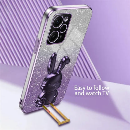 For Xiaomi Redmi Note 12 Pro Speed 5G / Poco X5 Pro 5G Cell Phone Case Glitter Pull-out Kickstand PC+TPU Cover