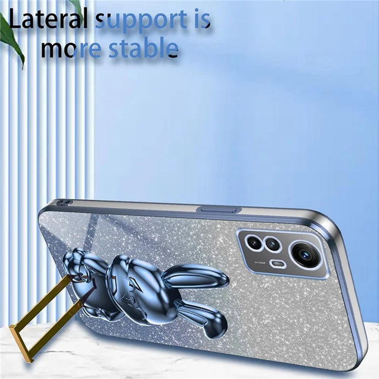 For Xiaomi Redmi Note 12S 4G Anti-shock Phone Case Glitter Pull-out Kickstand PC+TPU Cover