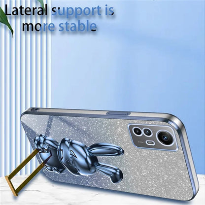 For Xiaomi Redmi Note 12S 4G Anti-shock Phone Case Glitter Pull-out Kickstand PC+TPU Cover