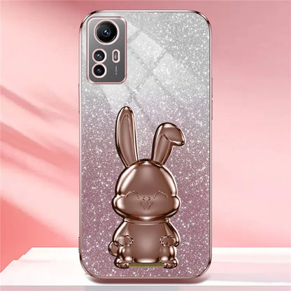 For Xiaomi Redmi Note 12S 4G Anti-shock Phone Case Glitter Pull-out Kickstand PC+TPU Cover