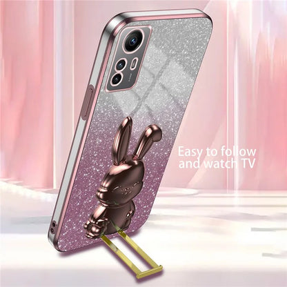 For Xiaomi Redmi Note 12S 4G Anti-shock Phone Case Glitter Pull-out Kickstand PC+TPU Cover