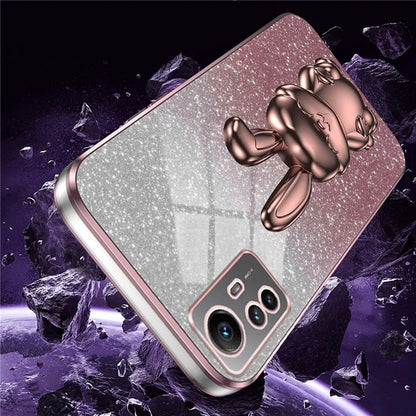 For Xiaomi Redmi Note 12S 4G Anti-shock Phone Case Glitter Pull-out Kickstand PC+TPU Cover