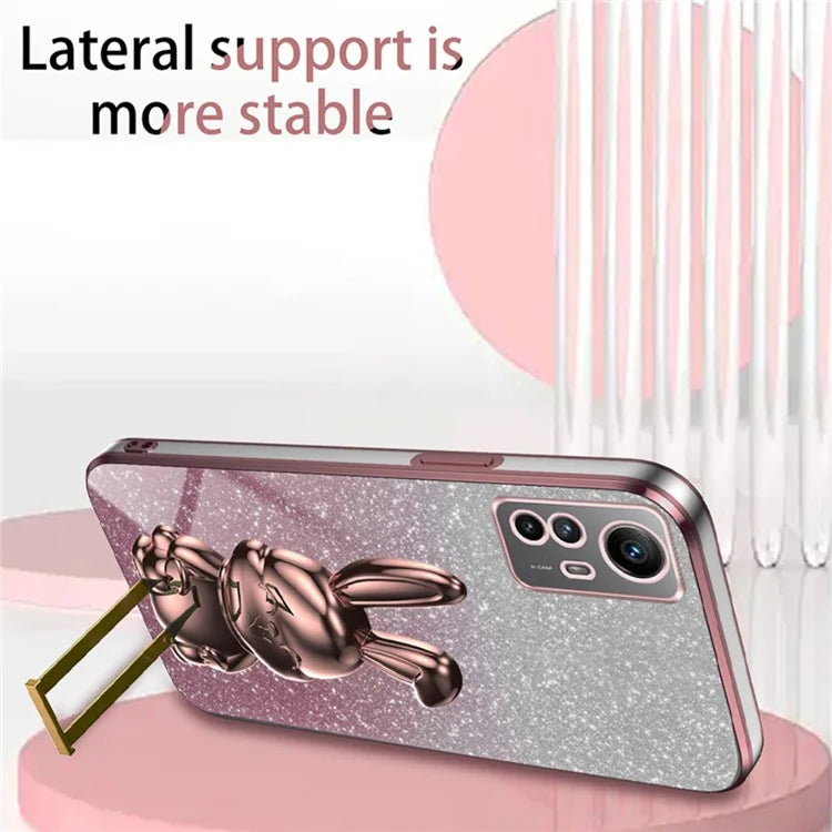 For Xiaomi Redmi Note 12S 4G Anti-shock Phone Case Glitter Pull-out Kickstand PC+TPU Cover