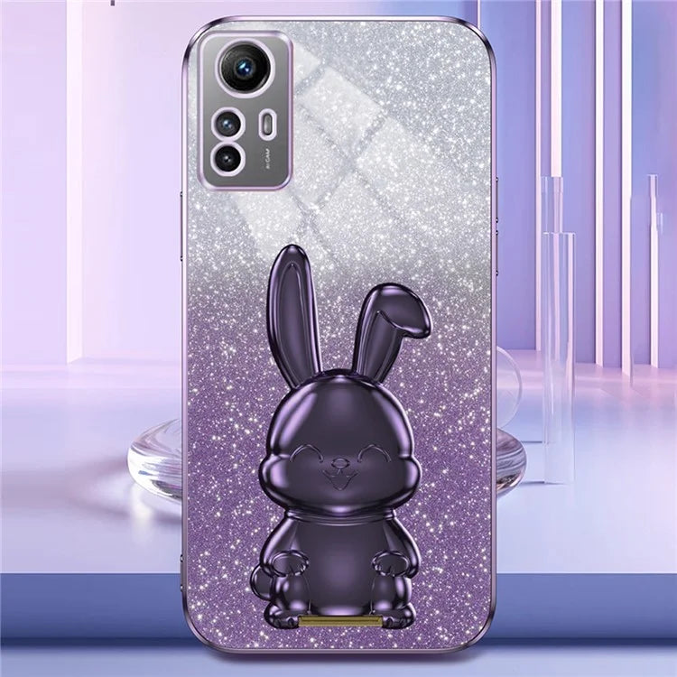 For Xiaomi Redmi Note 12S 4G Anti-shock Phone Case Glitter Pull-out Kickstand PC+TPU Cover