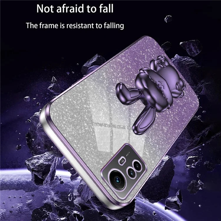 For Xiaomi Redmi Note 12S 4G Anti-shock Phone Case Glitter Pull-out Kickstand PC+TPU Cover