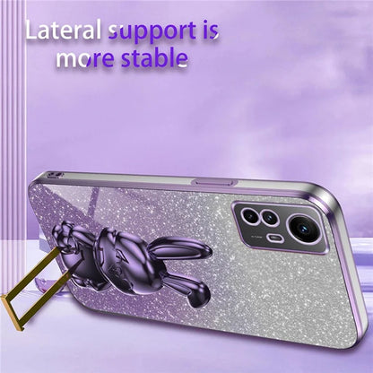 For Xiaomi Redmi Note 12S 4G Anti-shock Phone Case Glitter Pull-out Kickstand PC+TPU Cover