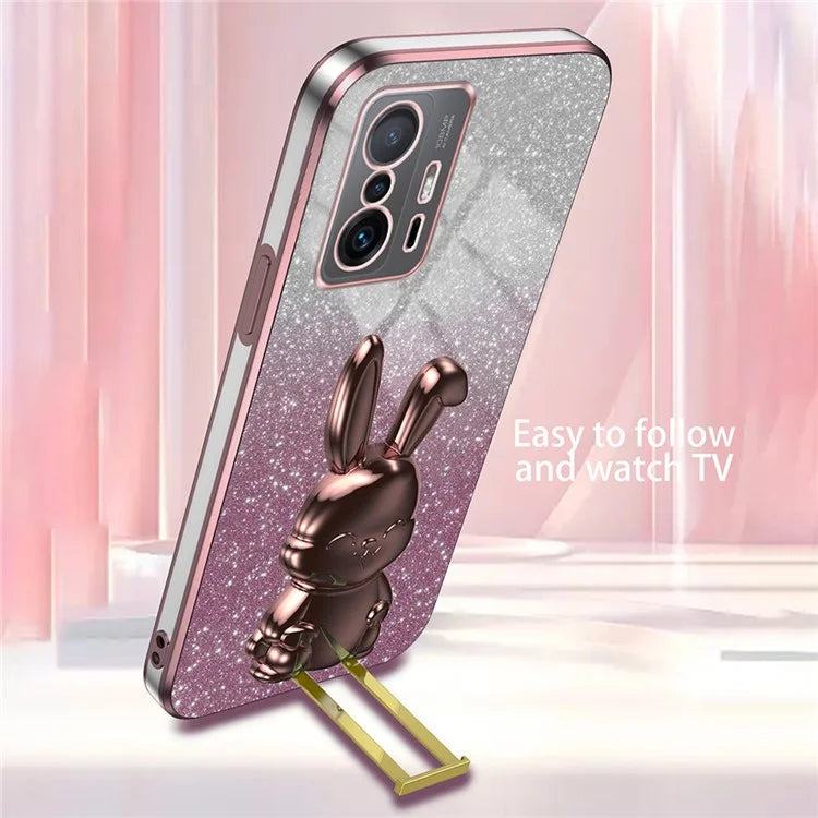 For Xiaomi 11T 5G / 11T Pro 5G Phone Case Pull-out Kickstand Electroplating PC+TPU Cover