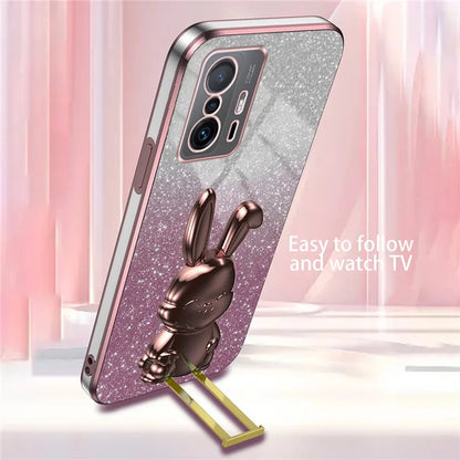 For Xiaomi 11T 5G / 11T Pro 5G Phone Case Pull-out Kickstand Electroplating PC+TPU Cover