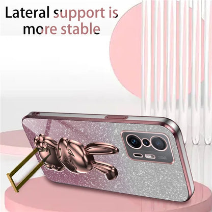 For Xiaomi 11T 5G / 11T Pro 5G Phone Case Pull-out Kickstand Electroplating PC+TPU Cover